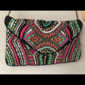 Beaded colorful chain-strapped purse